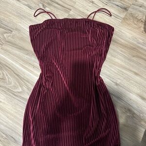 Red velvet bodycon dress